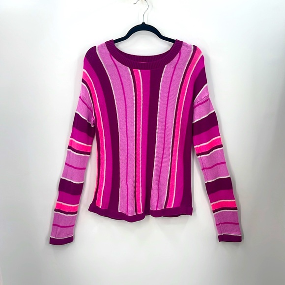 LILLY PULITZER Bordeaux Berry Daryn Sweater Island Jungle Multi Stripe - Picture 2 of 4